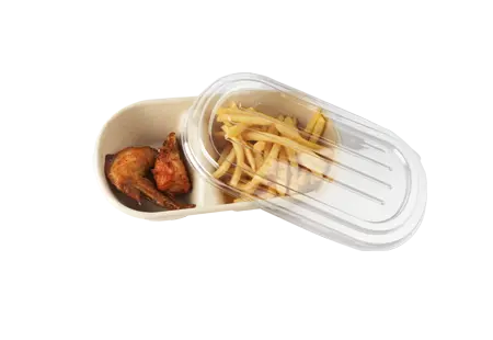 Two Compartments Of Food Containers With Different Capacities