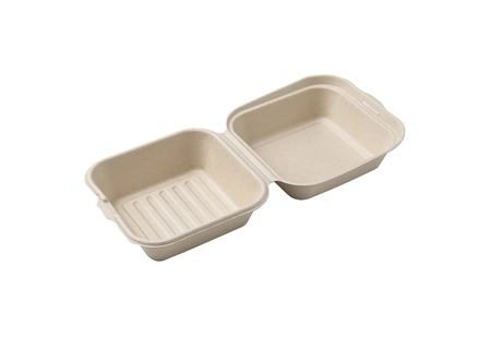 600ml Bagasse Pulp Clamshell Hamburger Box