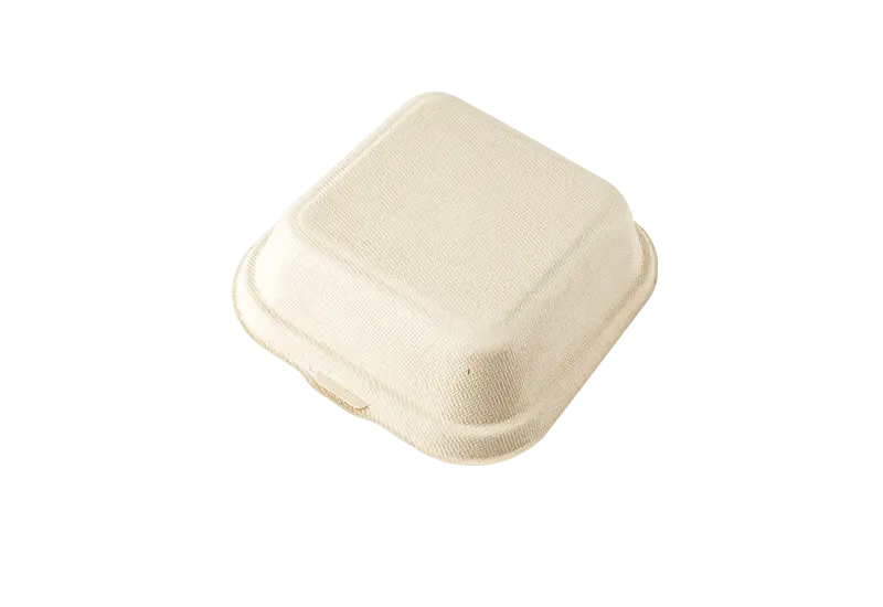 400ml Bagasse Pulp Clamshell Hamburger Box