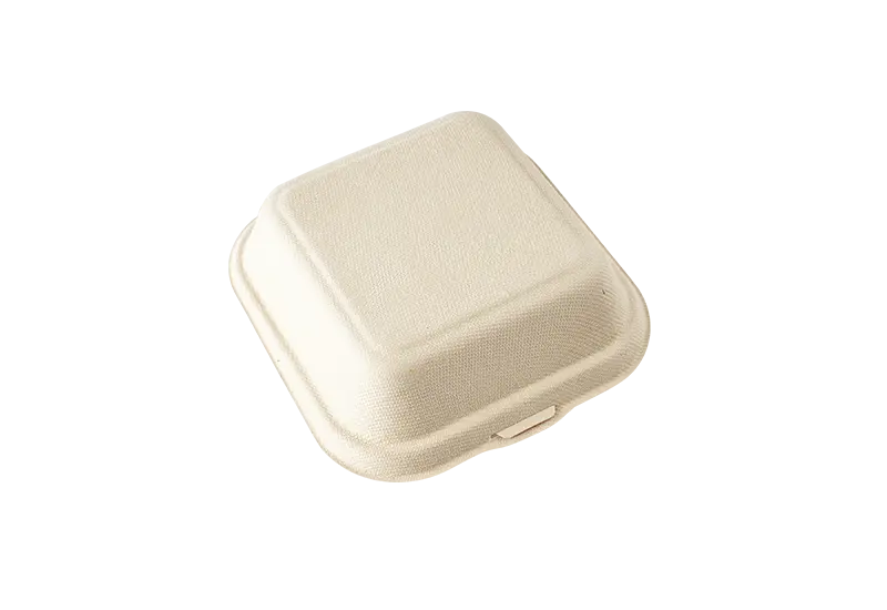 400ml Bagasse Pulp Clamshell Hamburger Box