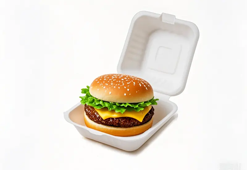 400ml Bagasse Pulp Clamshell Hamburger Box