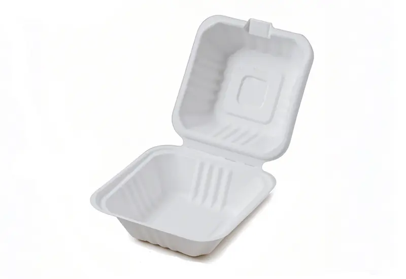 400ml Bagasse Pulp Clamshell Hamburger Box