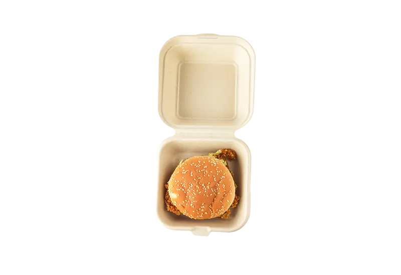 400ml Bagasse Pulp Clamshell Hamburger Box