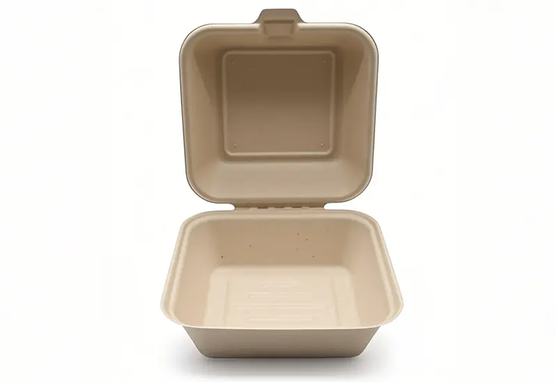 600ml Bagasse Pulp Clamshell Hamburger Box