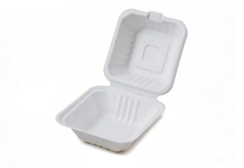 600ml Bagasse Pulp Clamshell Hamburger Box