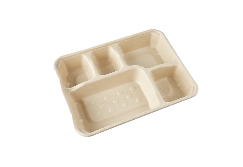 5 Compartments Of Sugarcane Pulp Food Packaging