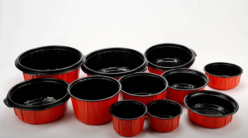 Disposable Takeaway Boxes in Red and Black