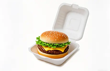 1000ml Bagasse Pulp Clamshell Hamburger Box