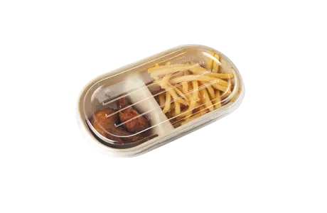 Two Compartments Of Food Containers With Different Capacities