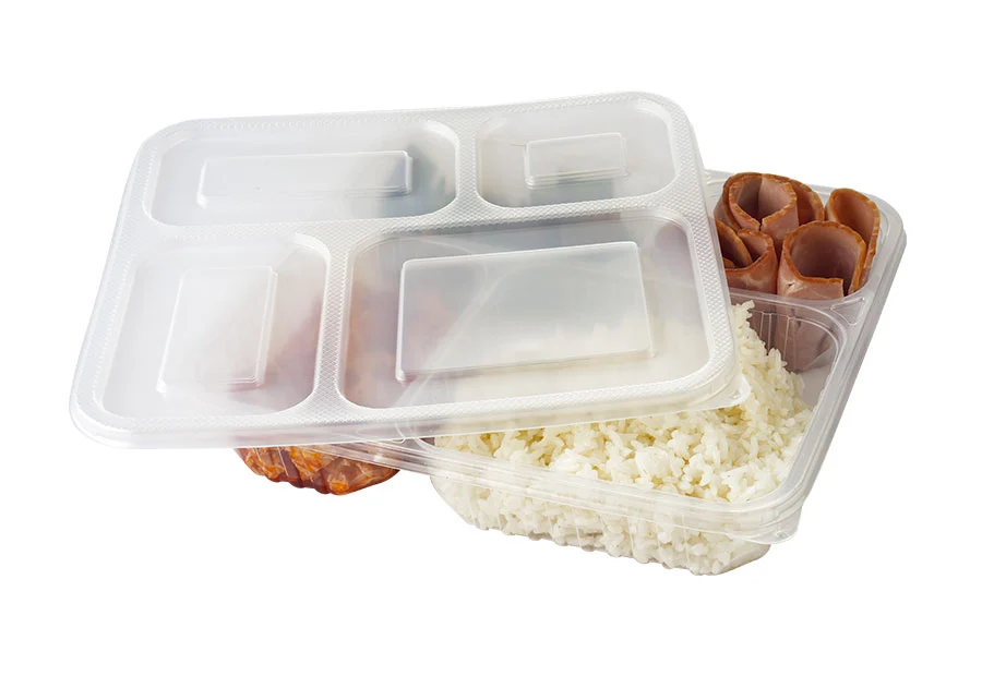 4 Compartment White Lunch Box