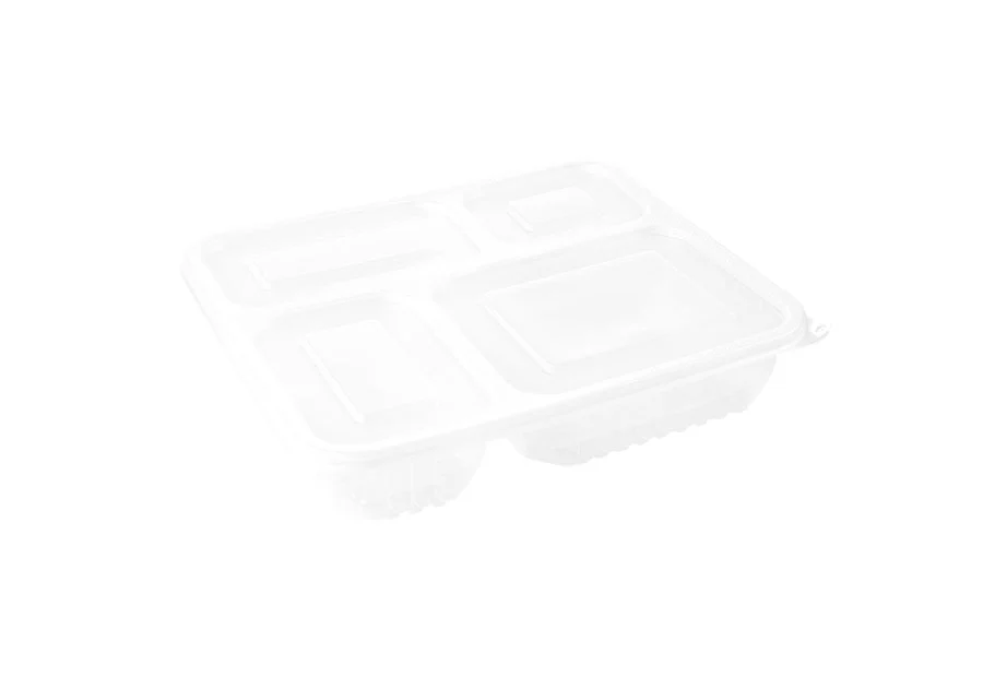 4 Compartment White Lunch Box