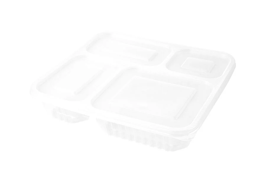 4 Compartment White Lunch Box