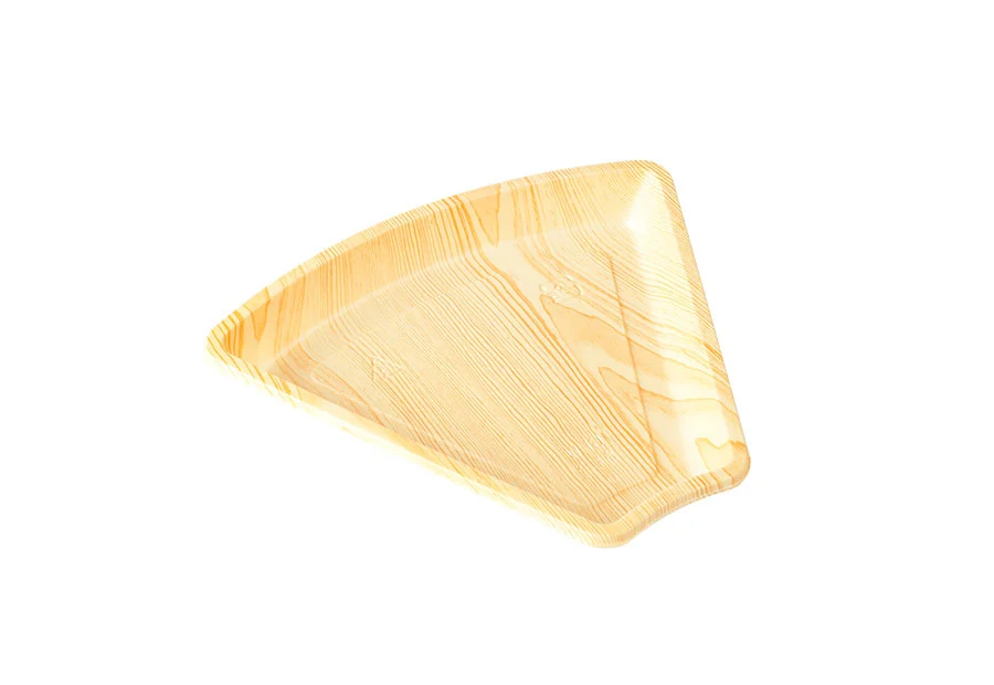 Plastic Fan-Shape Tray With Wood Grain