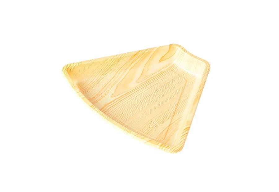 Plastic Fan-Shape Tray With Wood Grain