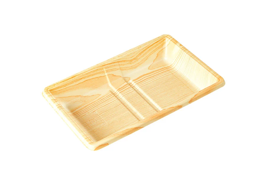 Disposable PET Tray With Wood Grain