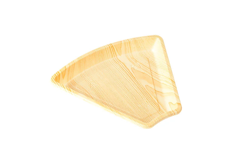 Plastic Fan-Shape Tray With Wood Grain