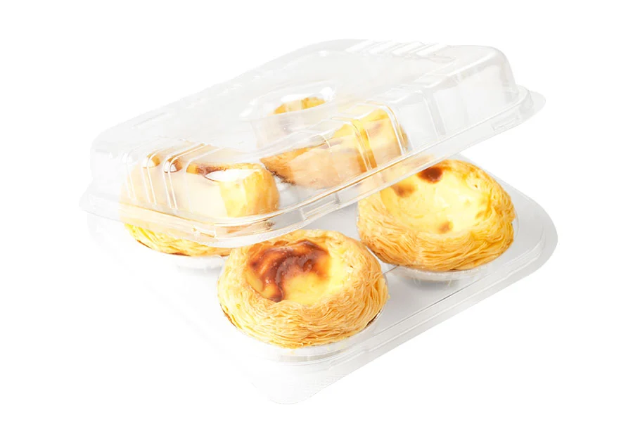 4 Compartments Egg Tart Transparent Plastic Box