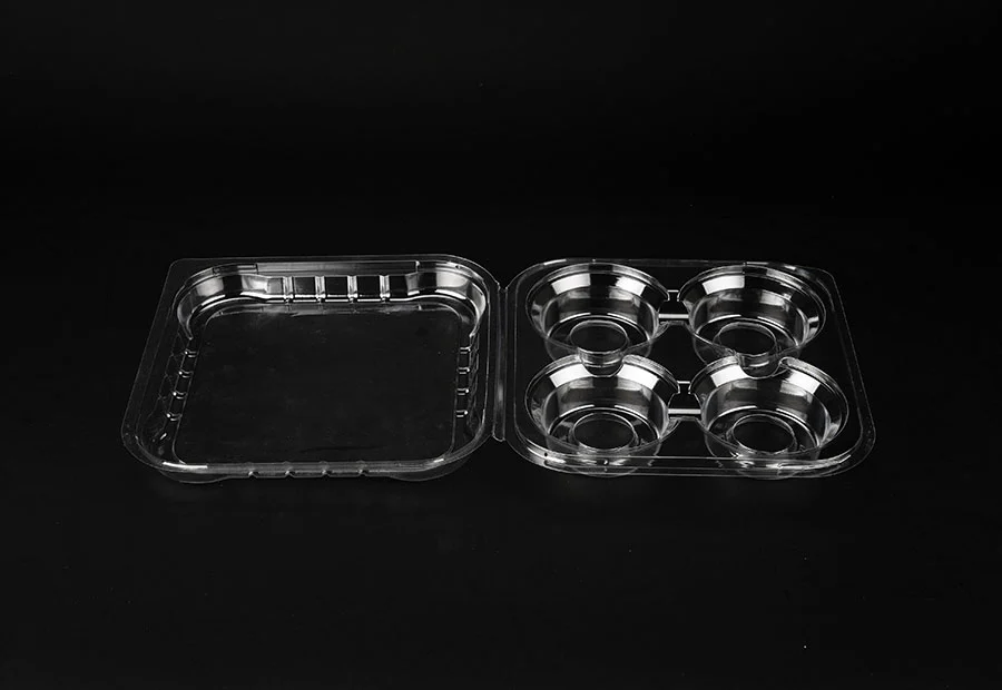 4 Compartments Egg Tart Transparent Plastic Box